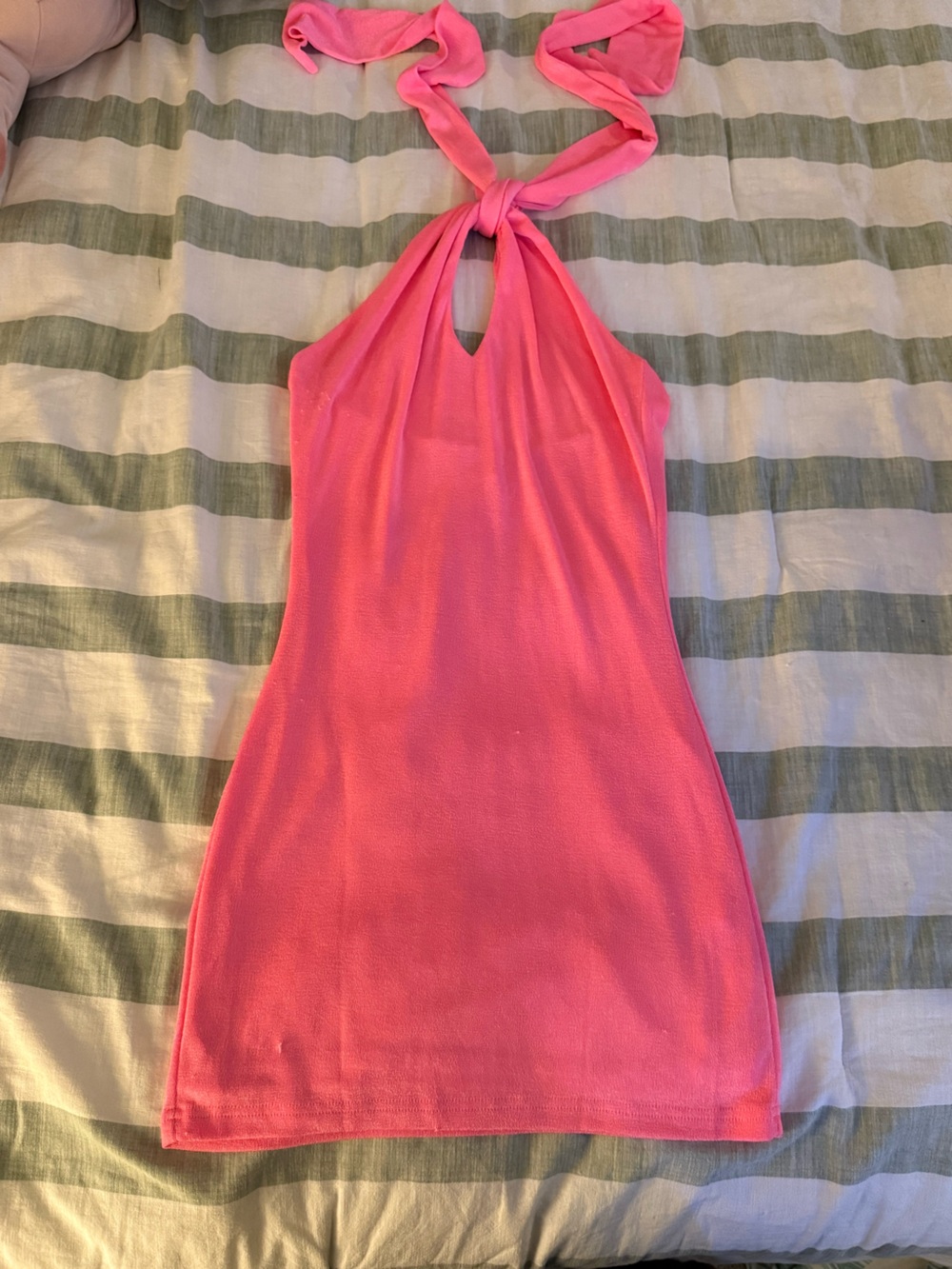 Bright Pink Halter Neck Tank Dress